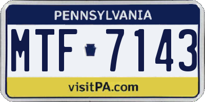 PA license plate MTF7143