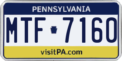 PA license plate MTF7160
