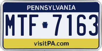 PA license plate MTF7163