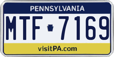 PA license plate MTF7169