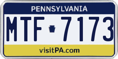 PA license plate MTF7173