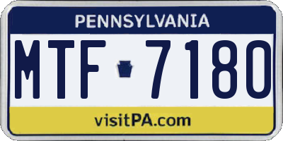 PA license plate MTF7180