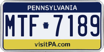 PA license plate MTF7189