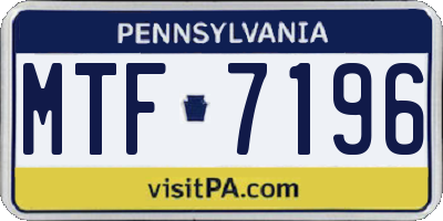 PA license plate MTF7196