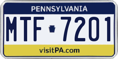 PA license plate MTF7201