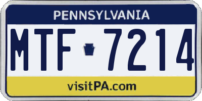 PA license plate MTF7214