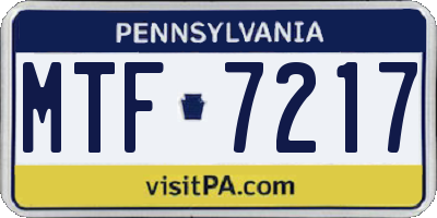 PA license plate MTF7217