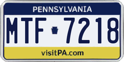 PA license plate MTF7218