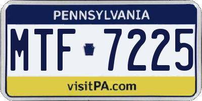 PA license plate MTF7225