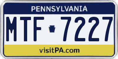 PA license plate MTF7227
