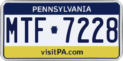 PA license plate MTF7228