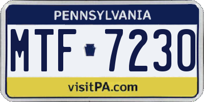 PA license plate MTF7230