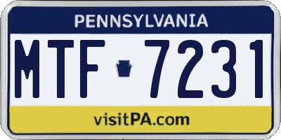 PA license plate MTF7231