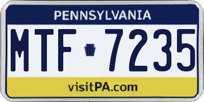 PA license plate MTF7235