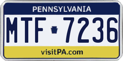 PA license plate MTF7236