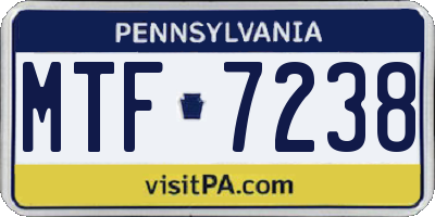 PA license plate MTF7238