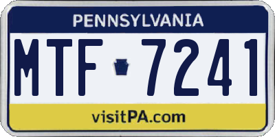 PA license plate MTF7241