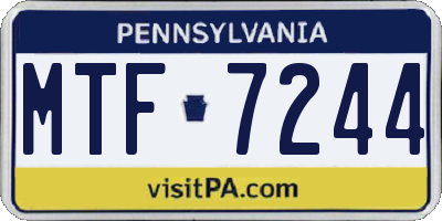 PA license plate MTF7244