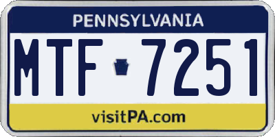 PA license plate MTF7251