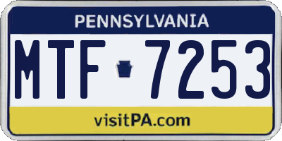 PA license plate MTF7253