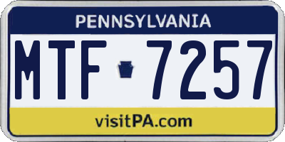 PA license plate MTF7257