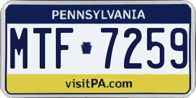 PA license plate MTF7259