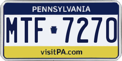 PA license plate MTF7270
