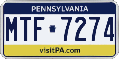 PA license plate MTF7274
