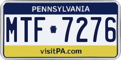 PA license plate MTF7276