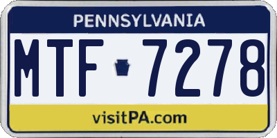 PA license plate MTF7278