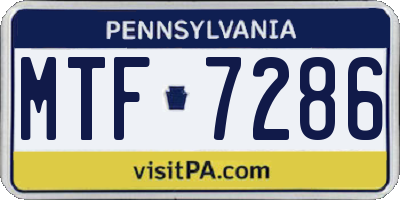 PA license plate MTF7286