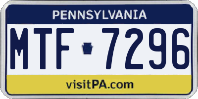 PA license plate MTF7296
