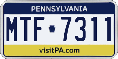 PA license plate MTF7311