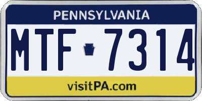 PA license plate MTF7314