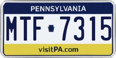 PA license plate MTF7315