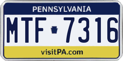 PA license plate MTF7316