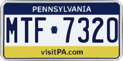 PA license plate MTF7320
