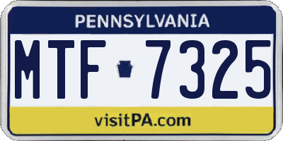 PA license plate MTF7325