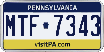 PA license plate MTF7343