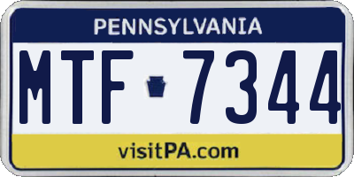 PA license plate MTF7344