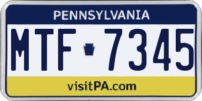 PA license plate MTF7345