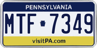 PA license plate MTF7349