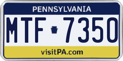 PA license plate MTF7350