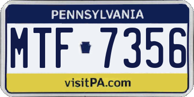 PA license plate MTF7356