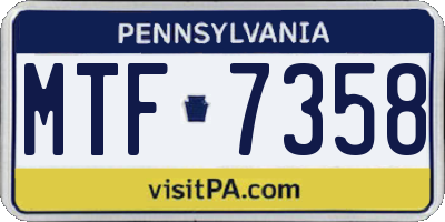 PA license plate MTF7358