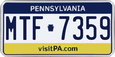 PA license plate MTF7359