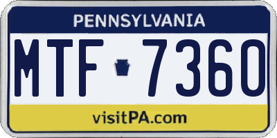 PA license plate MTF7360