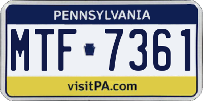 PA license plate MTF7361