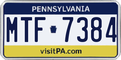 PA license plate MTF7384
