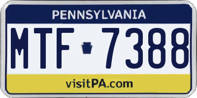 PA license plate MTF7388